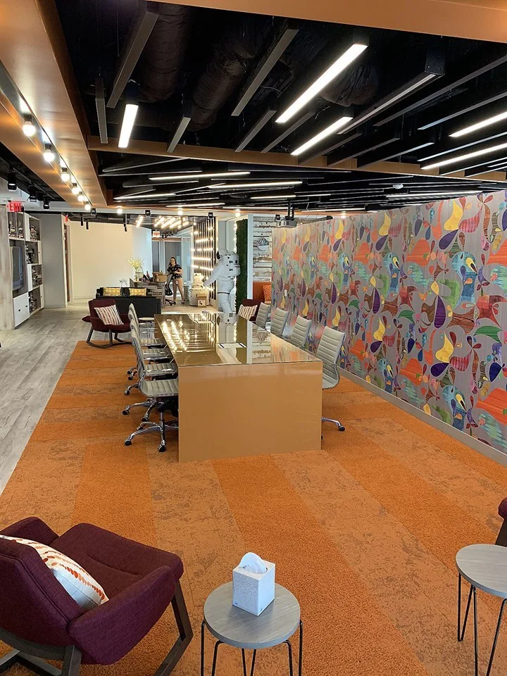 The shared review and collaboration space in BidZone's Orlando office
